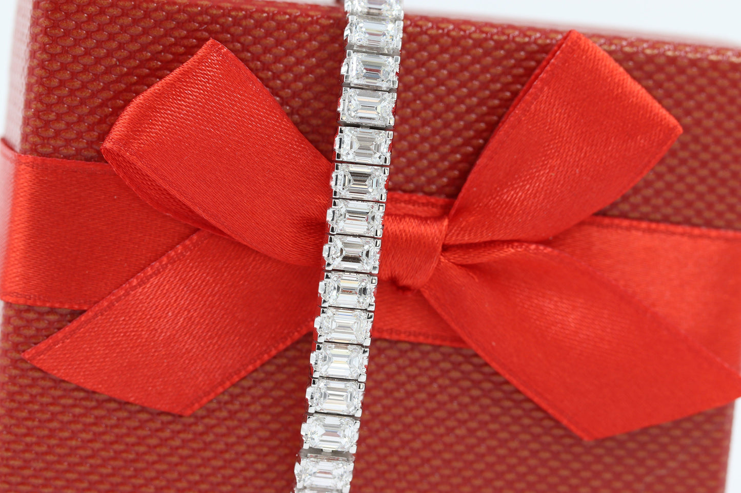 Total 18ct Emerald Cut Diamond Tennis Bracelet/14K gold Eternity Men's, Women's Tennis Bracelet/Anniversary gift
