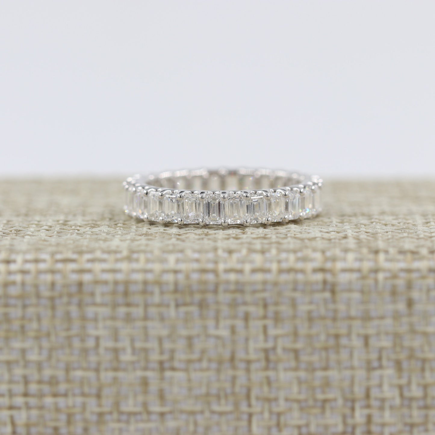 2.8ct Emerald Cut Natural Diamond Wedding Band: 14K Gold Anniversary Ring