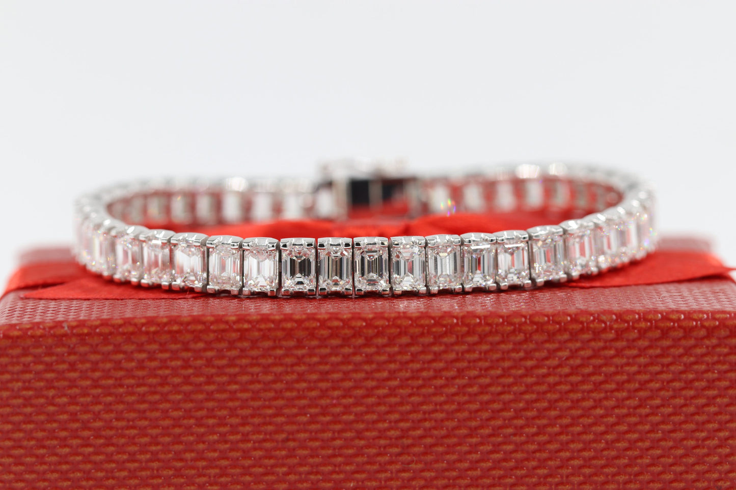 Total 18ct Emerald Cut Diamond Tennis Bracelet/14K gold Eternity Men's, Women's Tennis Bracelet/Anniversary gift