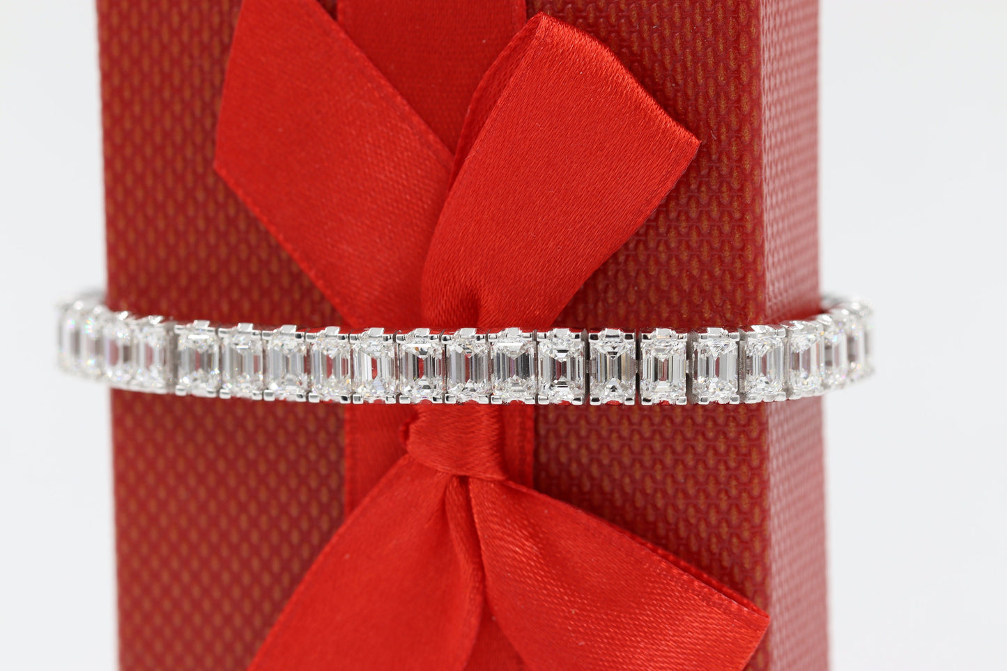 Total 18ct Emerald Cut Diamond Tennis Bracelet/14K gold Eternity Men's, Women's Tennis Bracelet/Anniversary gift