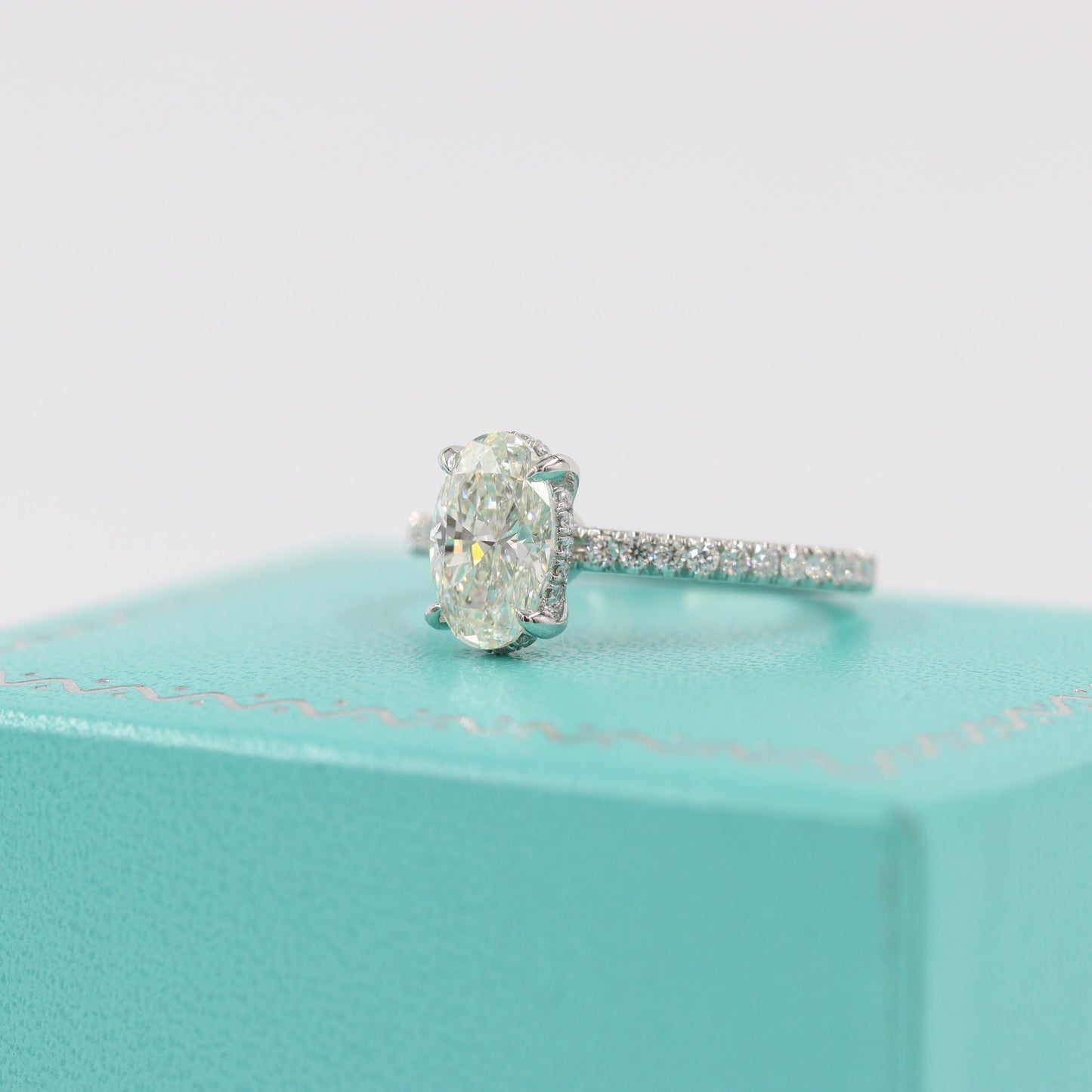 Platinum Oval Natural Diamond Engagement Ring: 1.46ct Micro Pave, EGL Certified