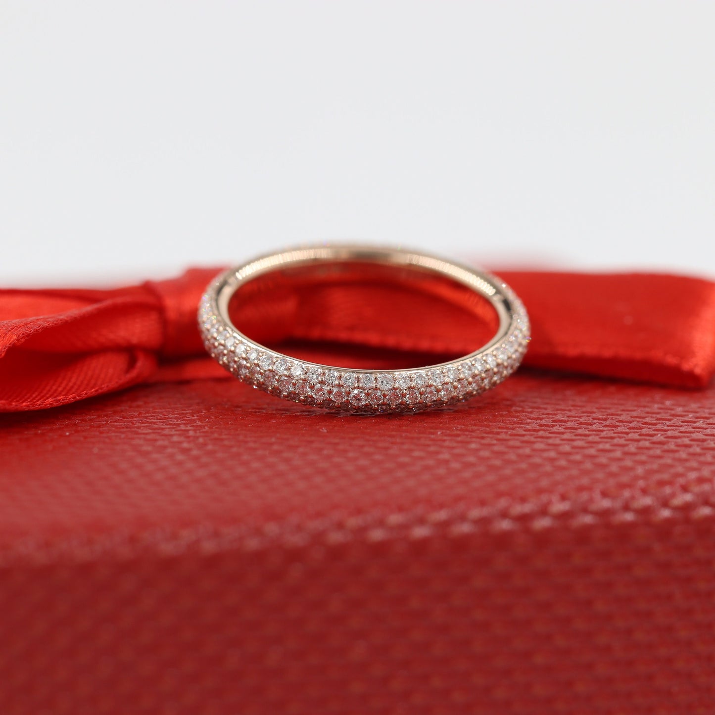 Handmade 14K Gold Full Eternity Natural Diamond 2.6mm Wedding Band  - Anniversary Ring