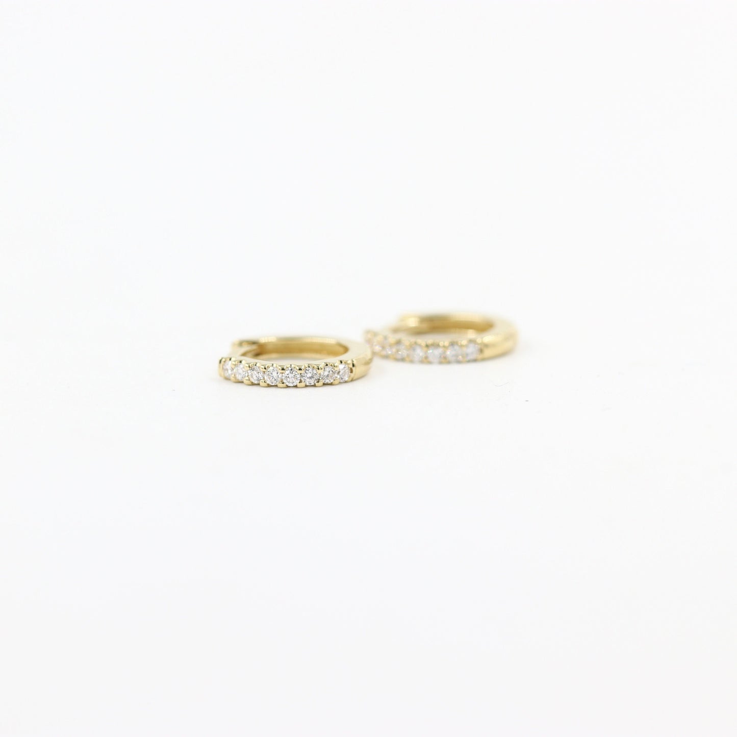 Natural Diamond Mini Hoop Earrings: 14K Gold Diameter 8.5mm,9.5mm.10mm Hoop Single or Pair Earrings  - Anniversary gift