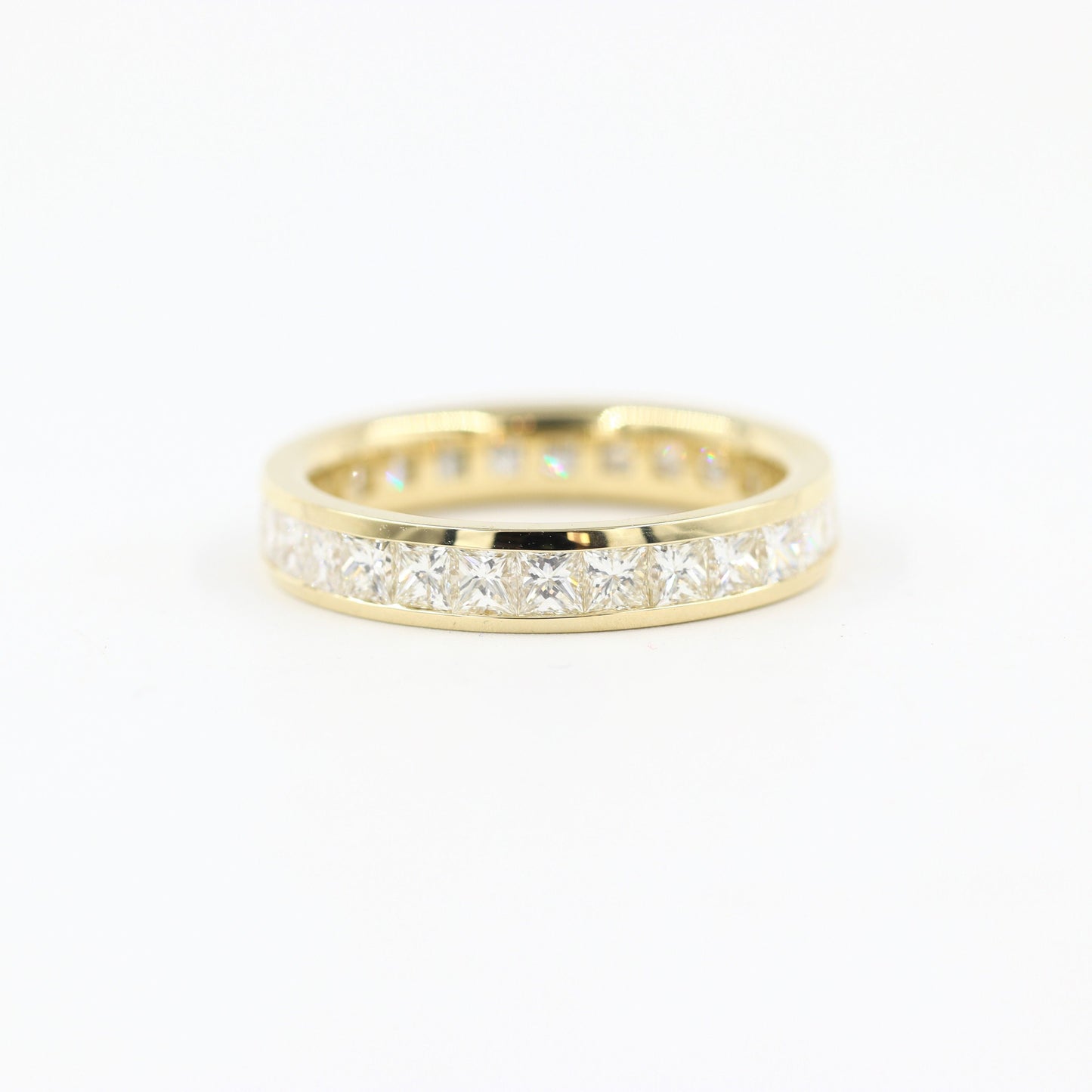 Handmade 14K Gold Princess Cut Natural Diamond Wedding Band -Stackable Wedding Band - Anniversary Gift