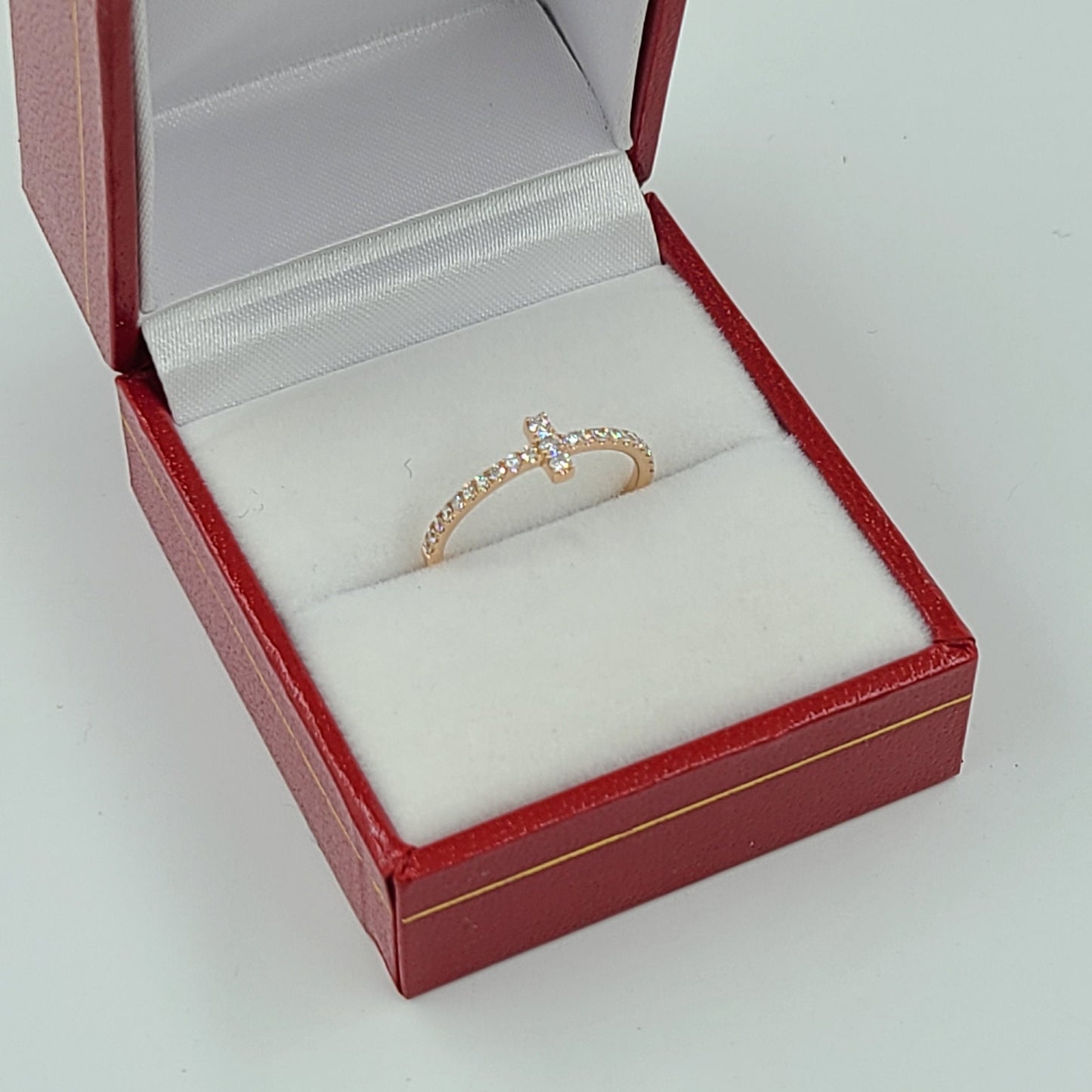 Dainty Natural Diamond Ring /Anniversary Diamond Ring/ 4K gold Diamond Ring/Religious Ring /Holy Cross Ring / Minimalist Ring / Gift for her