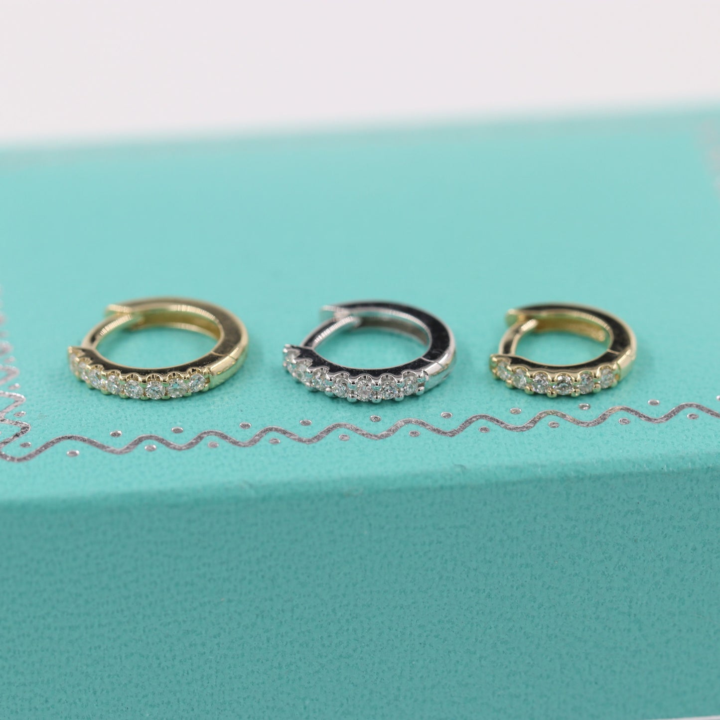 Natural Diamond Mini Hoop Earrings: 14K Gold Diameter 8.5mm,9.5mm.10mm Hoop Single or Pair Earrings  - Anniversary gift