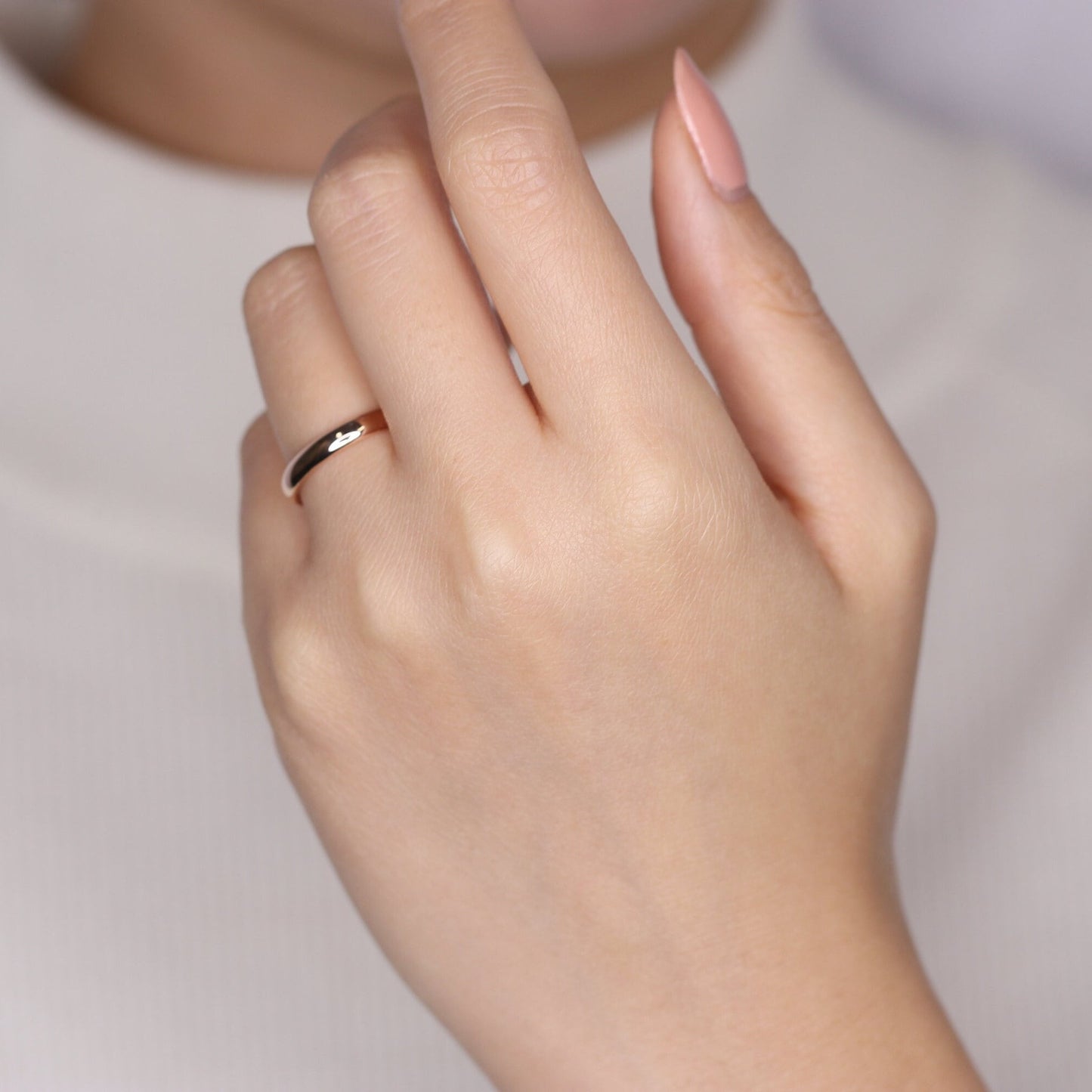 Handmade 14k Gold Wedding Band Ring - 3mm Low Oval - Anniversary Gift