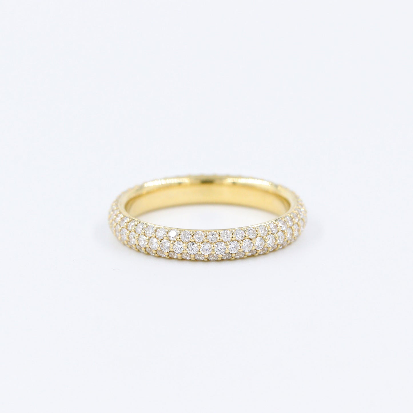 14K Gold 3 Row Natural Diamond 3.3mm Wedding Band: 14K Gold Full Eternity Stackable Ring-Anniversary Ring