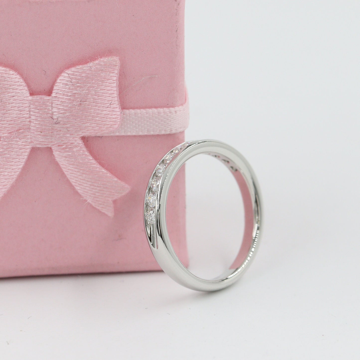 Handmade Platinum Natural Diamond Wedding Band: Channel Set Eternity Ring- Anniversary Gift