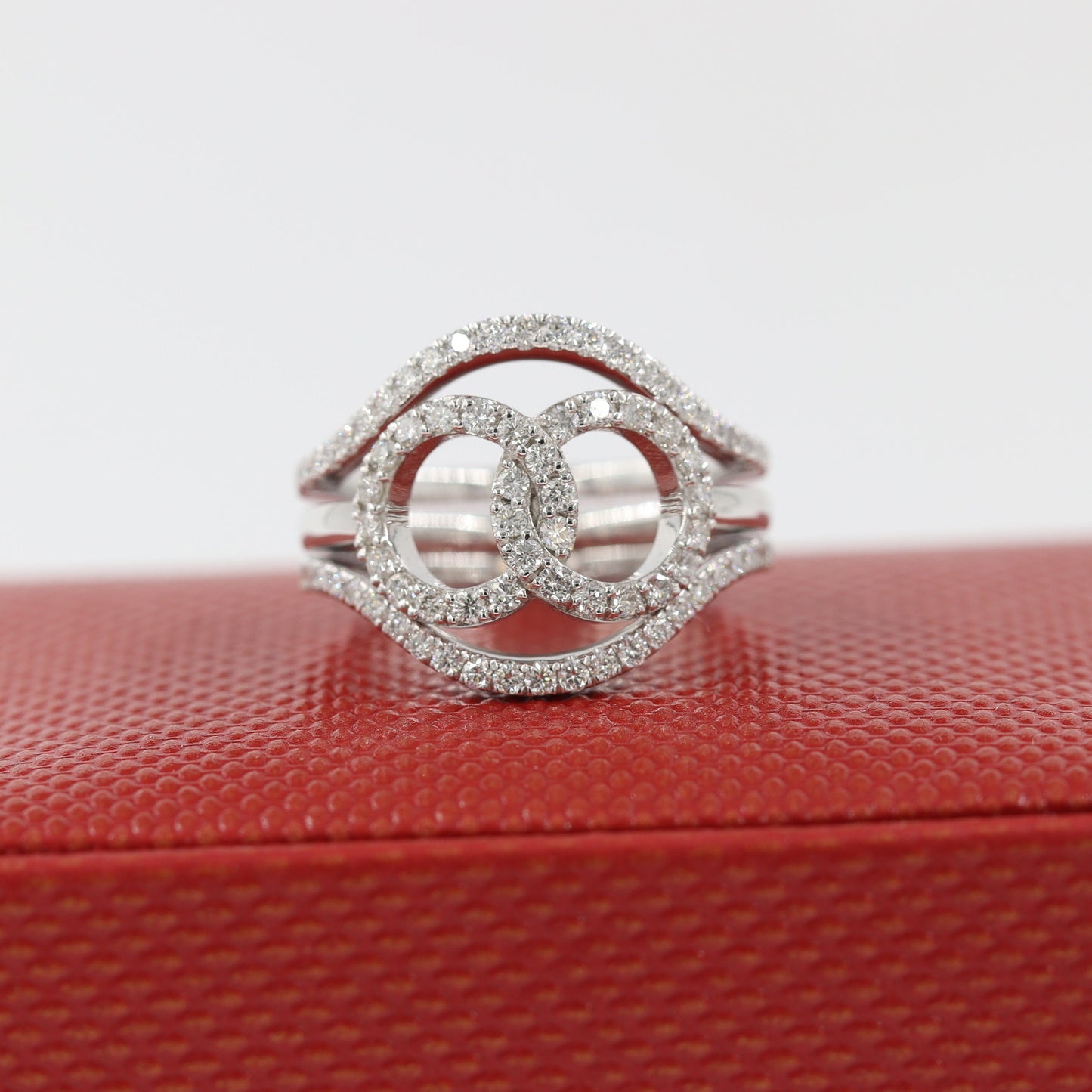 Handmade 14K Natural Diamond Wedding Band Set: Curved Stacking Rings