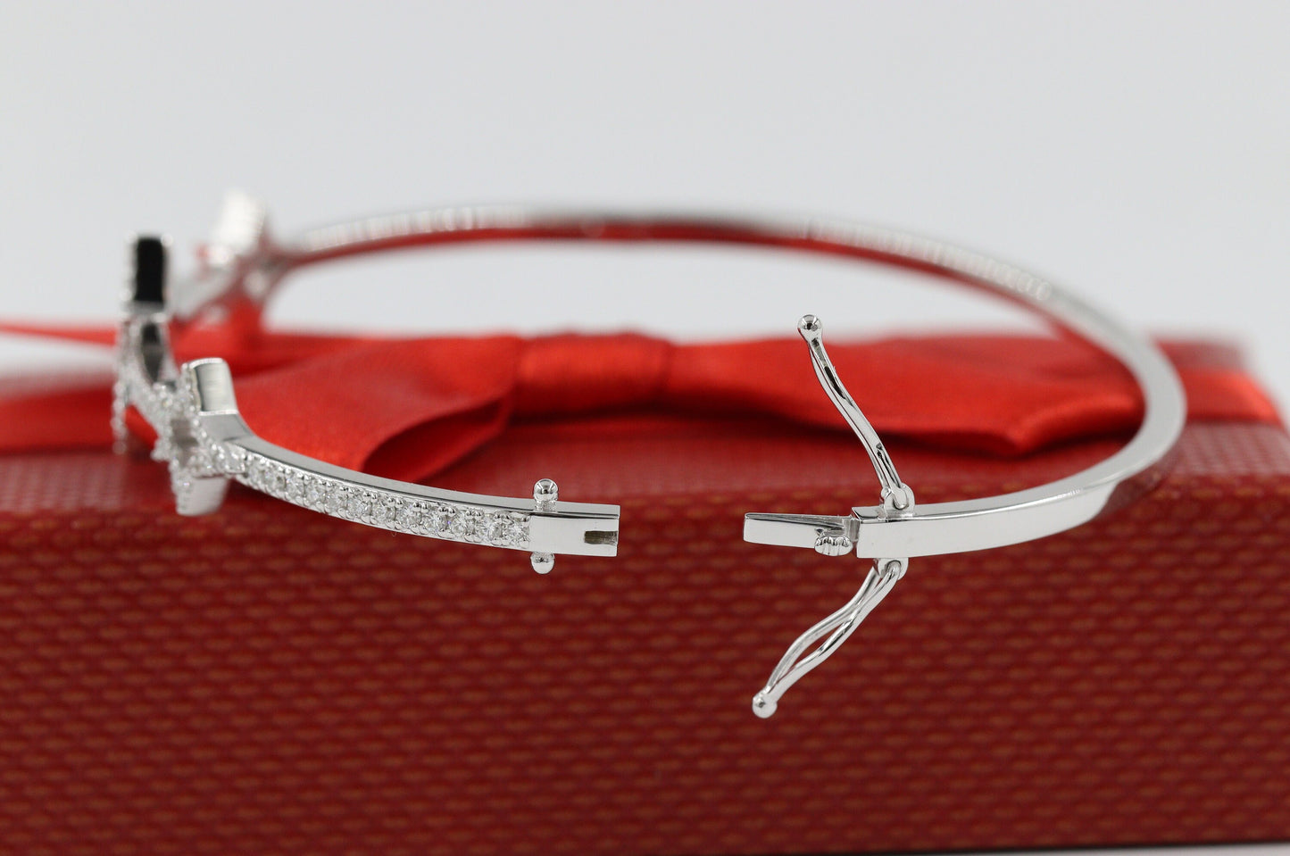Diamond Star Pave Bangle: 14K Gold Anniversary Bracelet