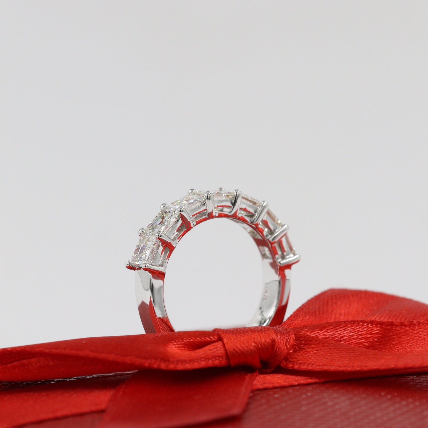 2.1ct Asscher Cut Natural Diamond Eternity Band - 14K Gold Anniversary Ring