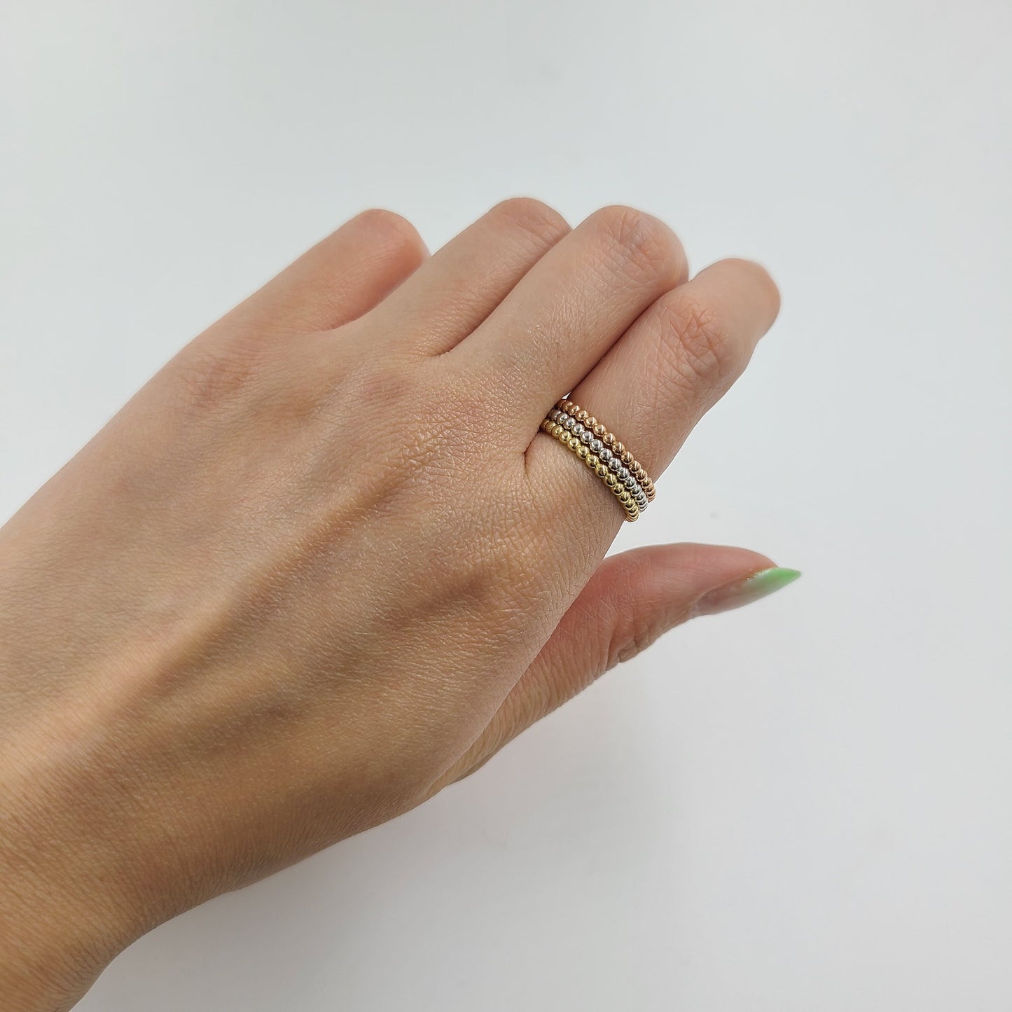 14K Gold 2mm Bead Ring: Handmade Stacking Perfect Matching Band for Engagement Band - Anniversary Gift