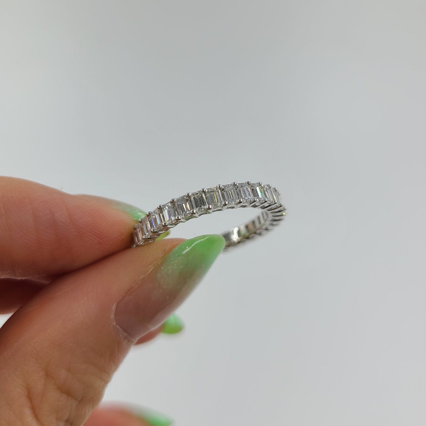2ct Emerald Cut Natural Diamond Eternity Band - 14k Gold Wedding Ring - Anniversary gift