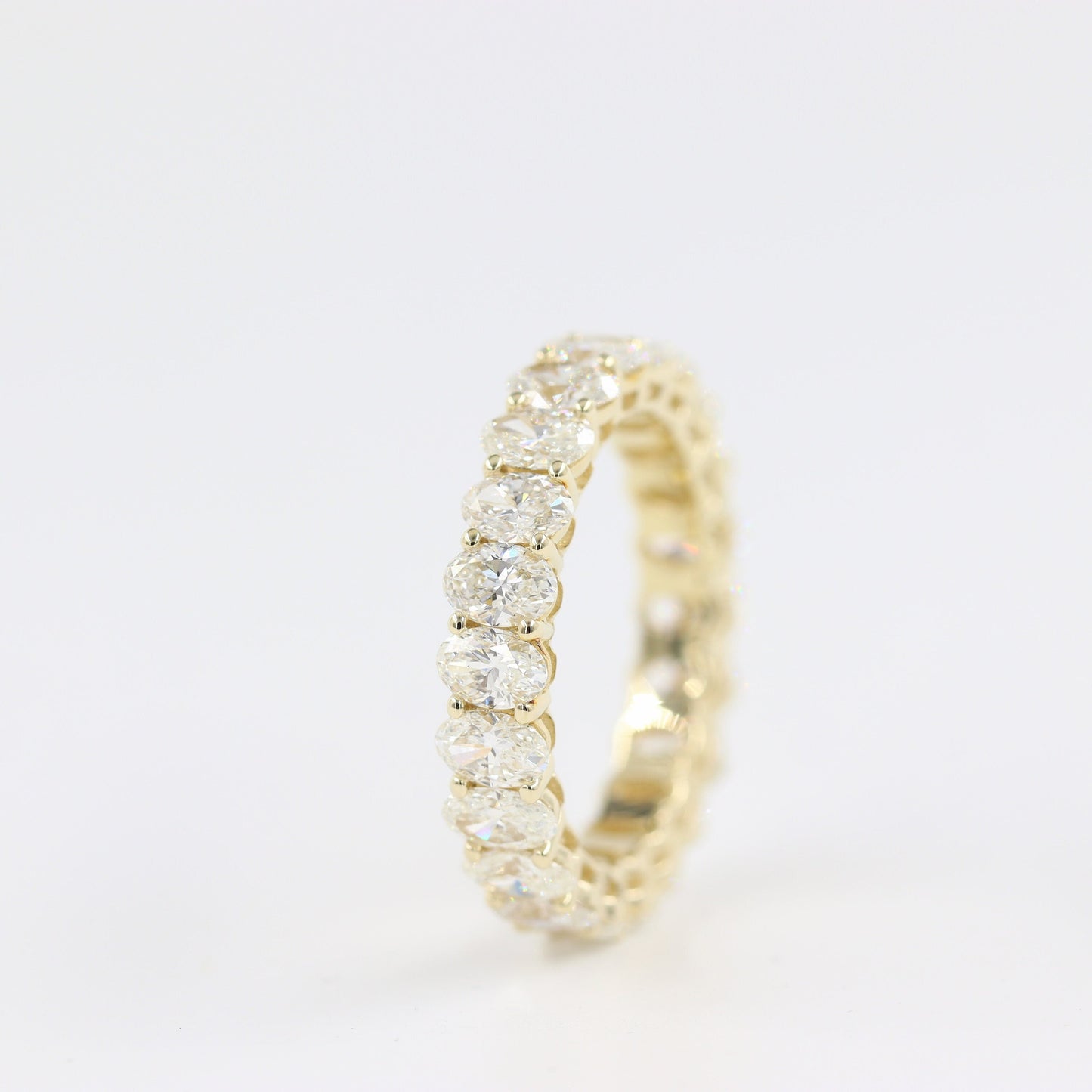 Handmade 14K Gold Oval Diamond Eternity Wedding Band- Anniversary gift