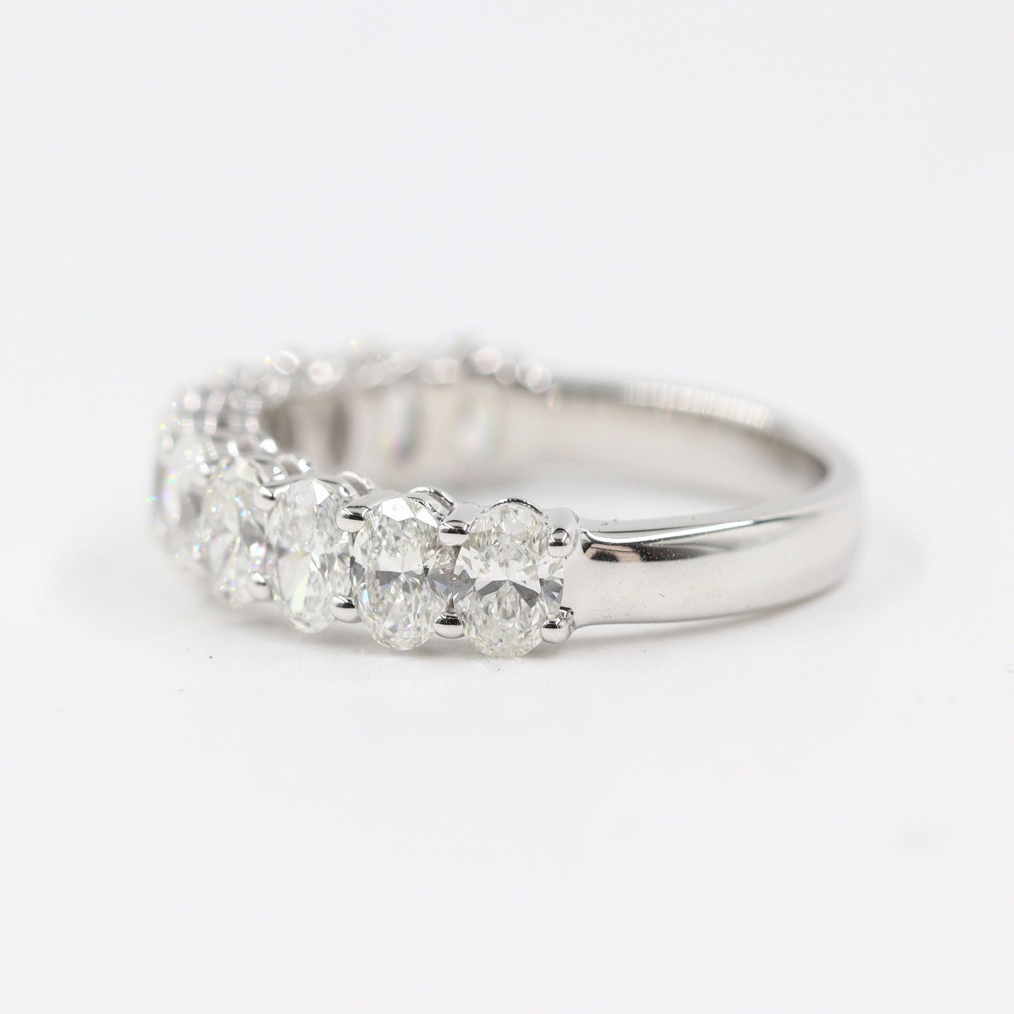 2.8ct Oval Natural Diamond Wedding Band: 14K Gold Half Eternity Anniversary Ring