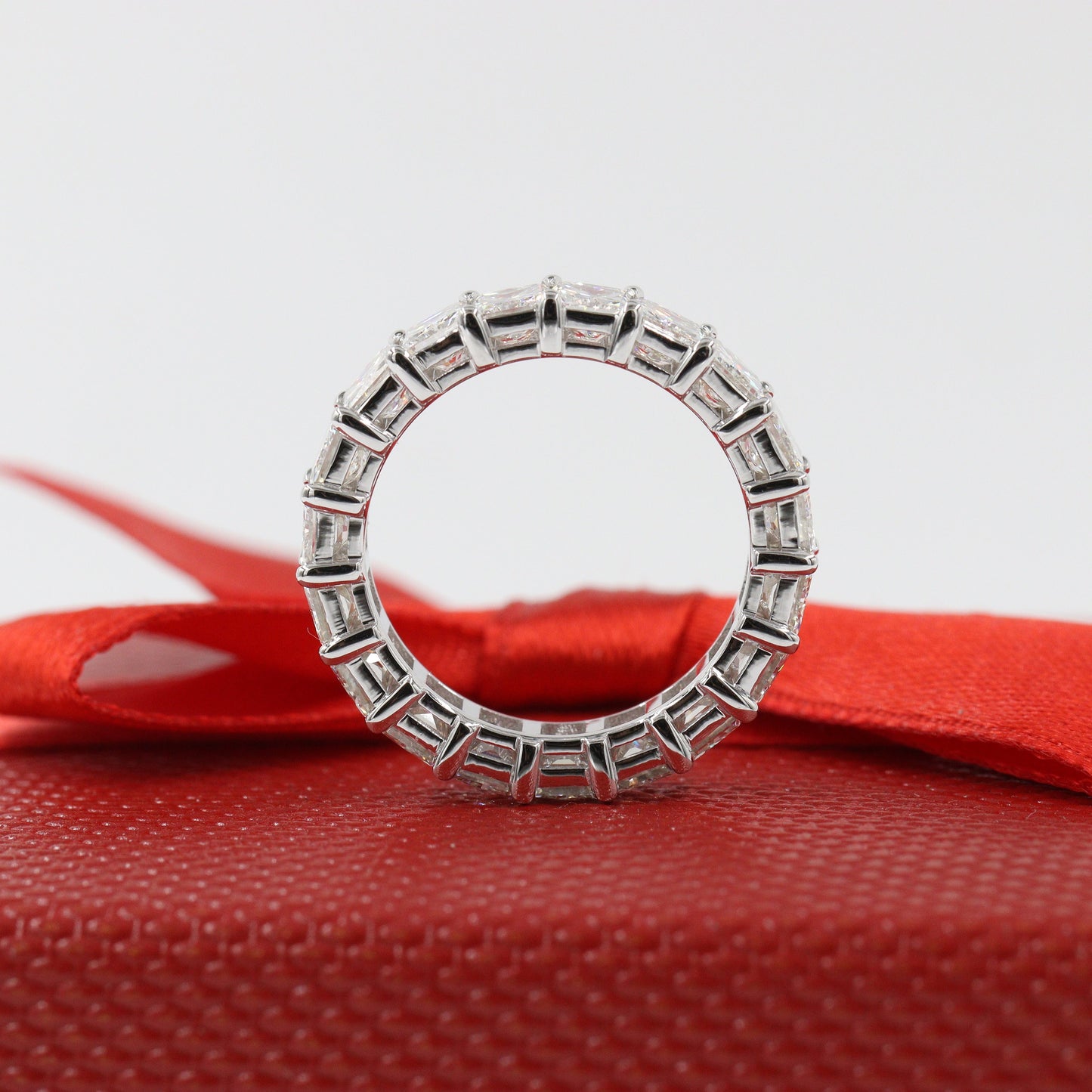 Radiant Cut 5.7ct Natural Diamond Eternity Wedding Band - 14K Gold