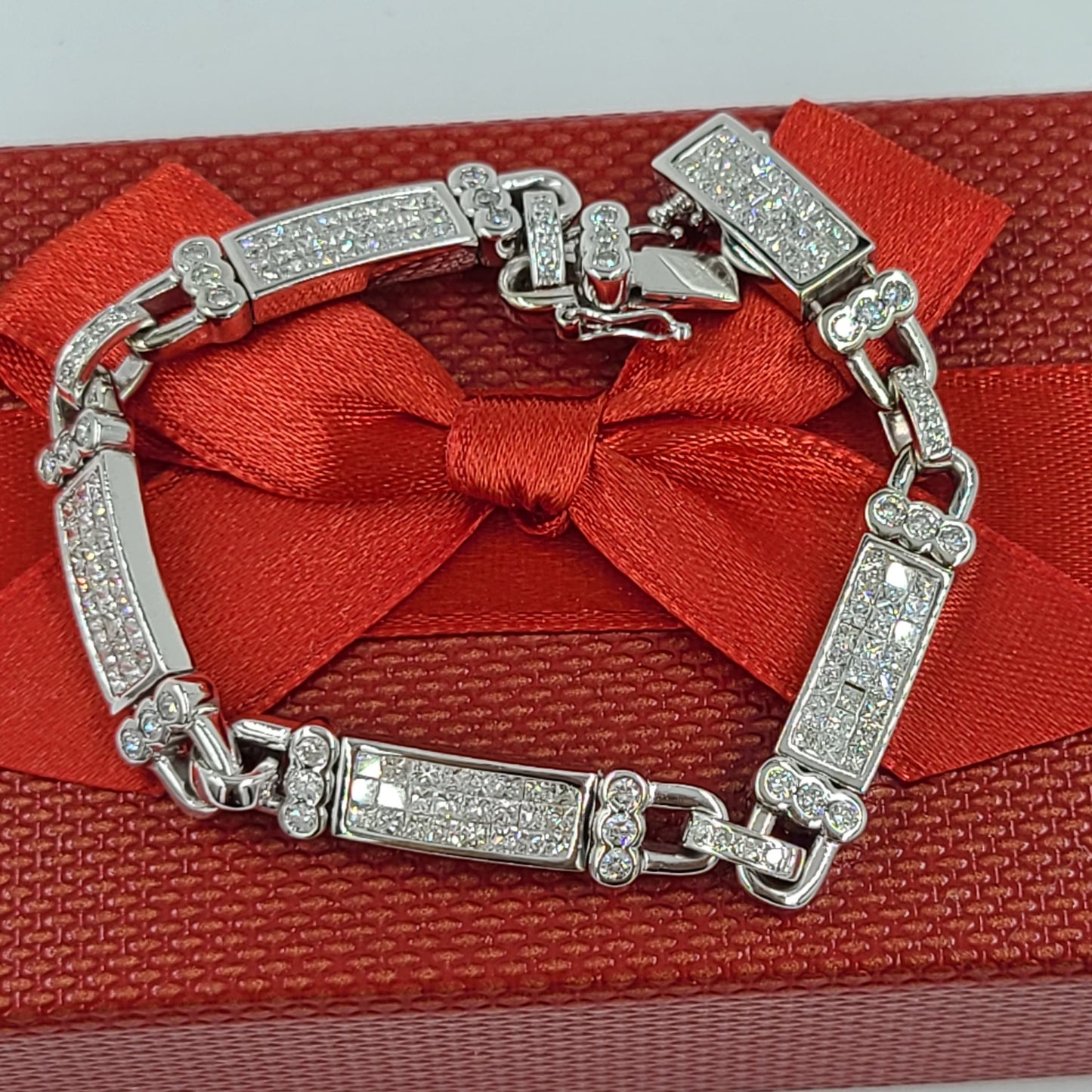 5ct Invisible Set Diamond Bracelet: Handmade 14K Gold Eternity Bracelet