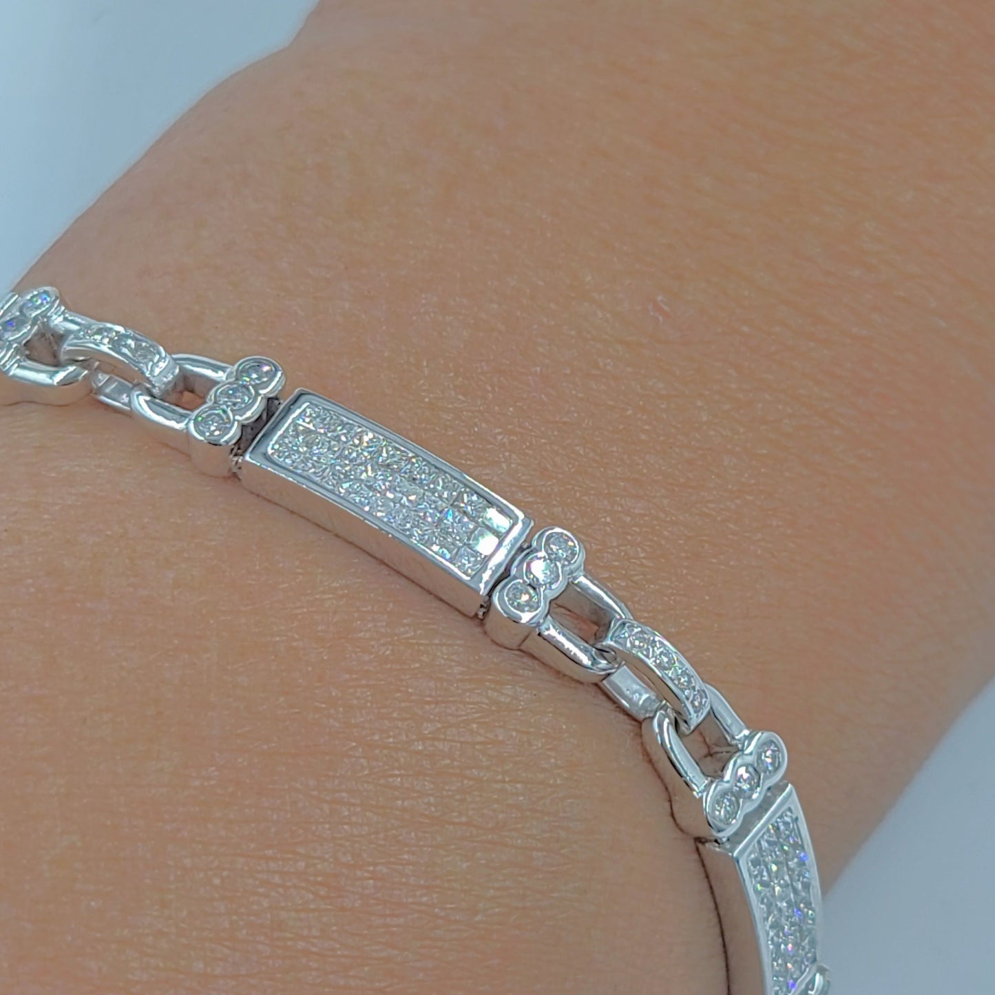 5ct Invisible Set Diamond Bracelet: Handmade 14K Gold Eternity Bracelet