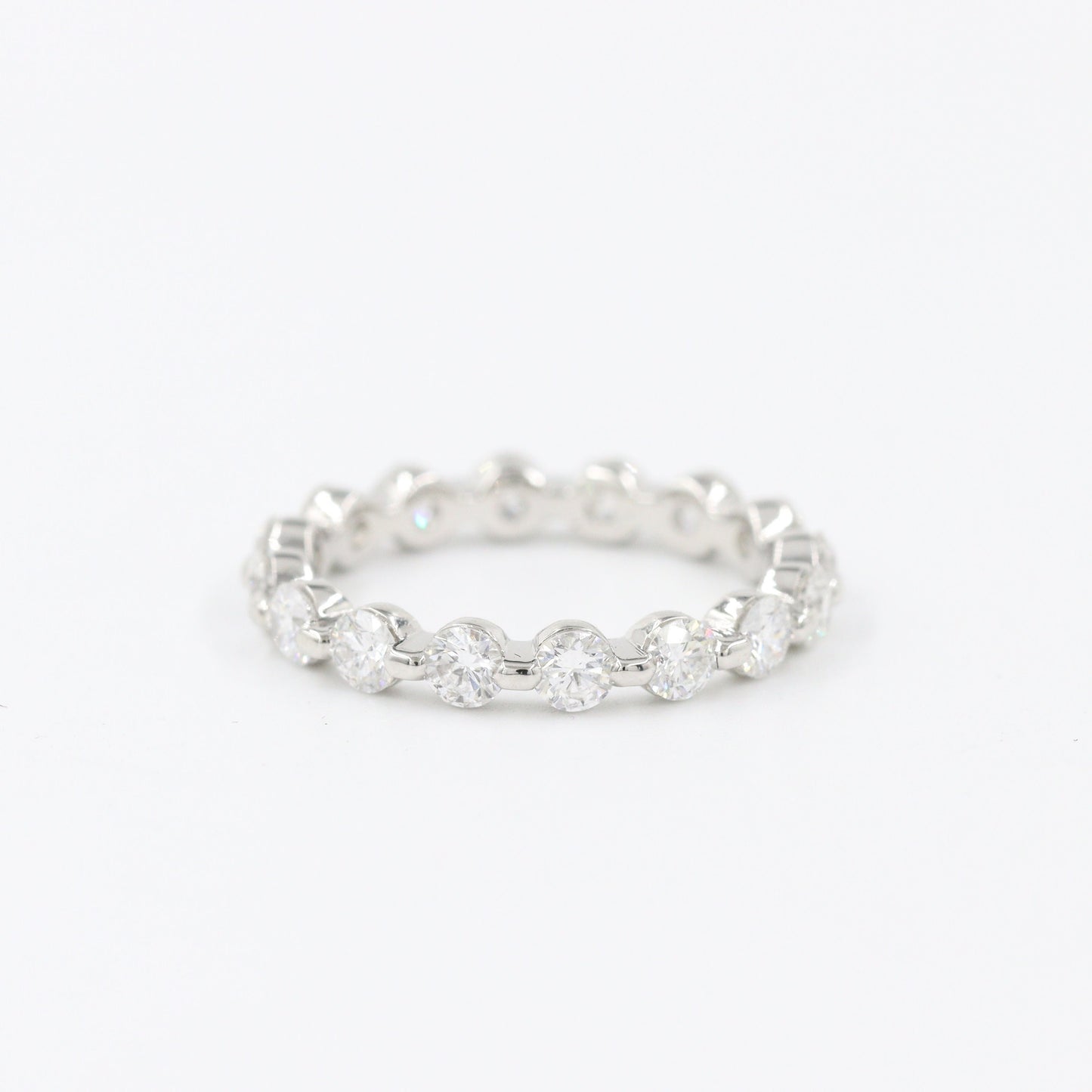 Full Diamond Single Prong 14K Gold Eternity Wedding Band