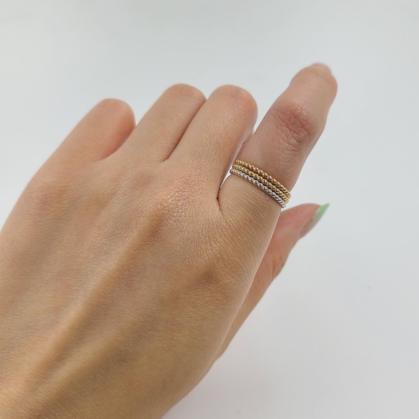 14K Gold 1.5mm Bead Ring: Handmade Stacking Perfect Matching Band for Engagement Band - Anniversary Gift