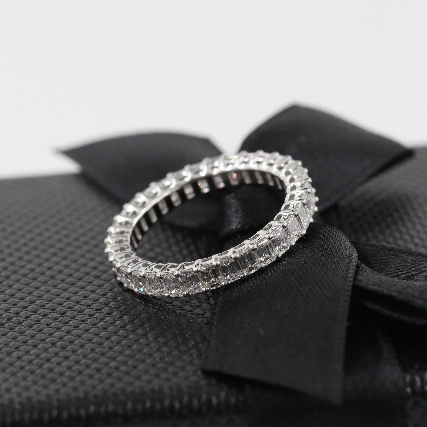 2ct Emerald Cut Natural Diamond Eternity Band - 14k Gold Wedding Ring - Anniversary gift