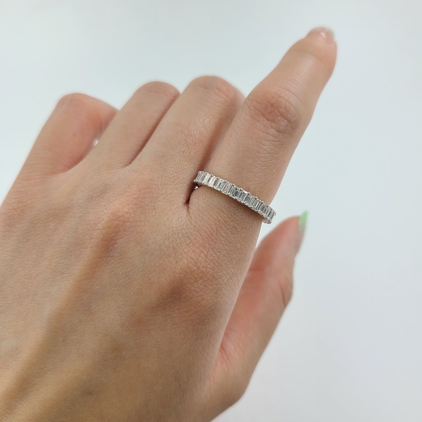 2ct Emerald Cut Natural Diamond Eternity Band - 14k Gold Wedding Ring - Anniversary gift