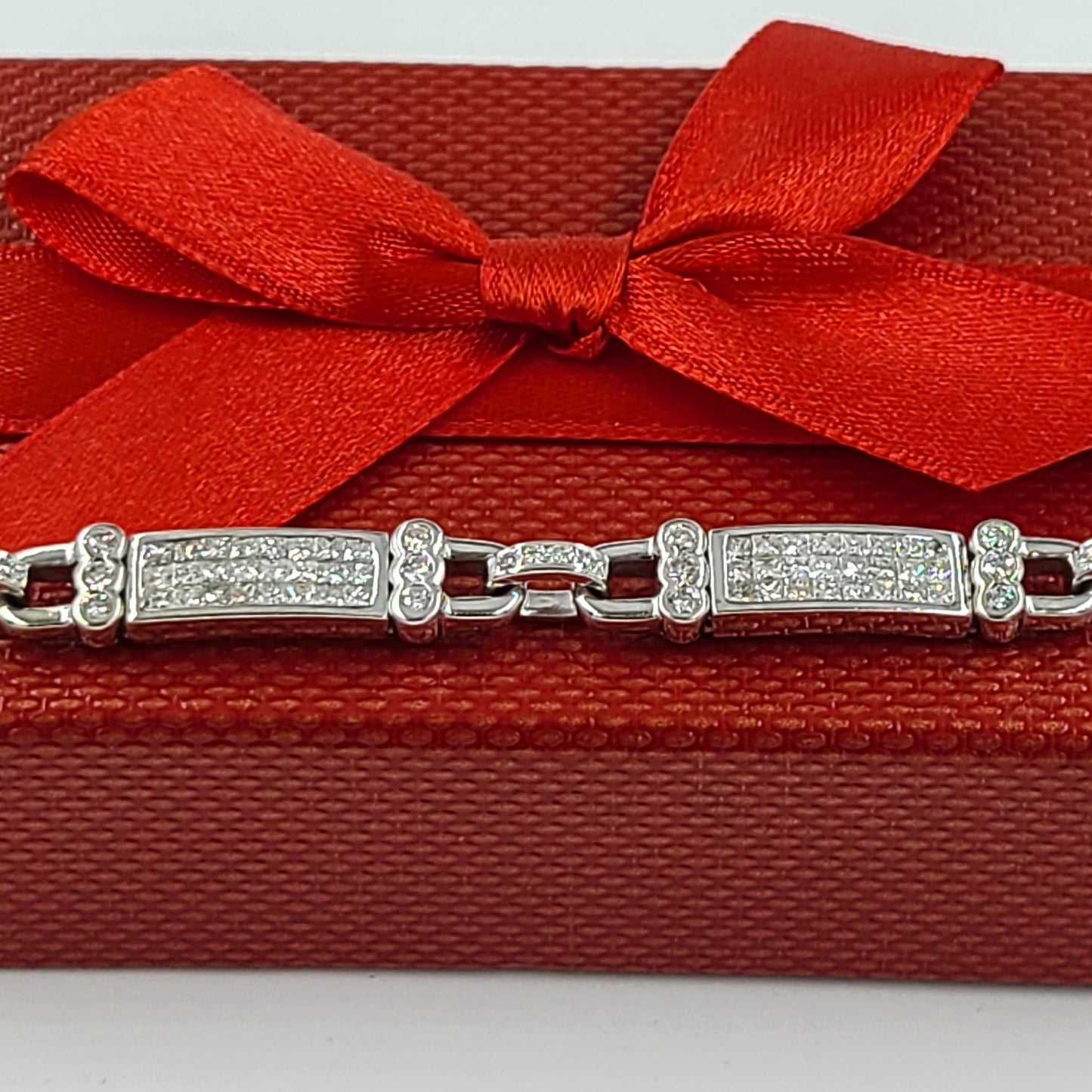 5ct Invisible Set Diamond Bracelet: Handmade 14K Gold Eternity Bracelet