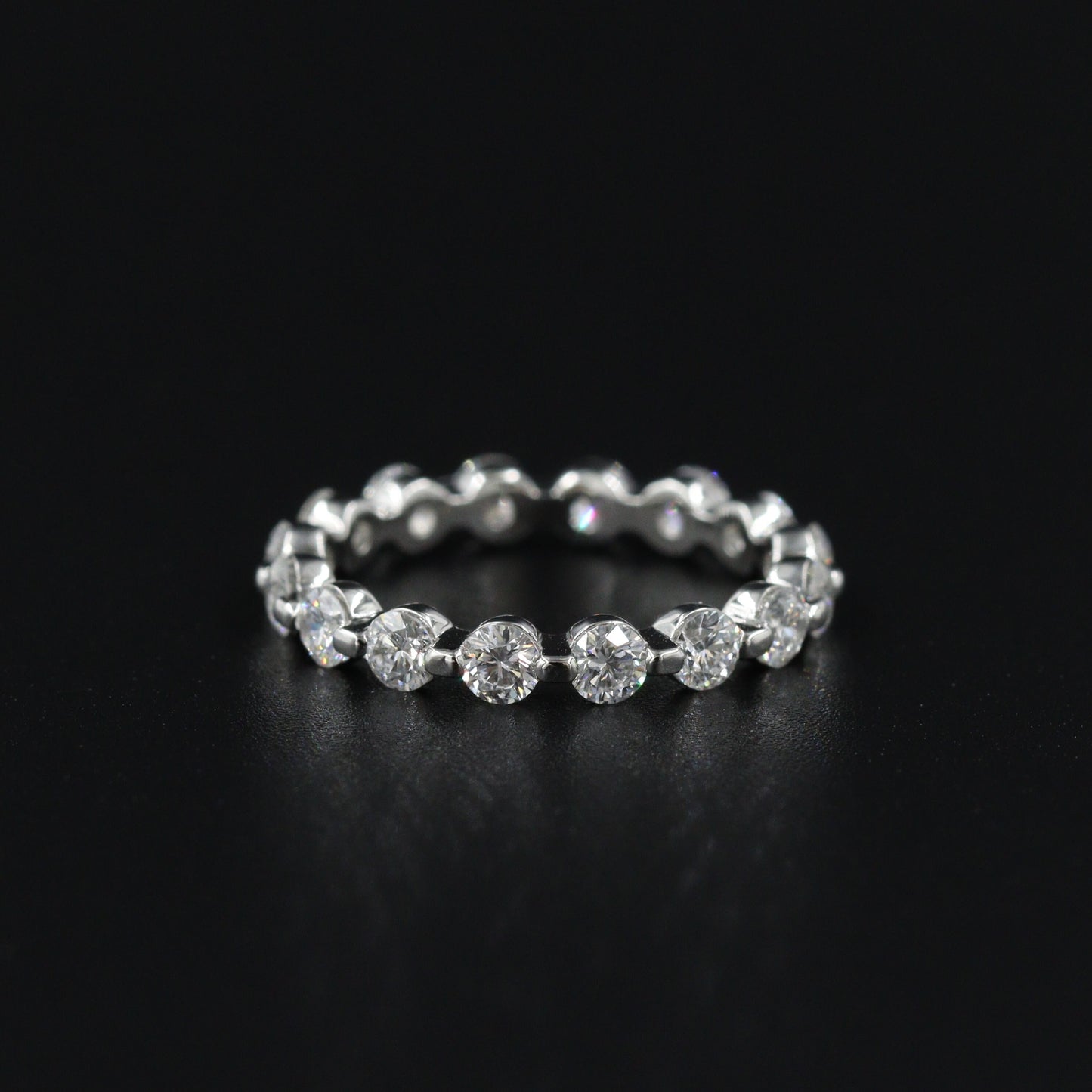 Full Diamond Single Prong 14K Gold Eternity Wedding Band
