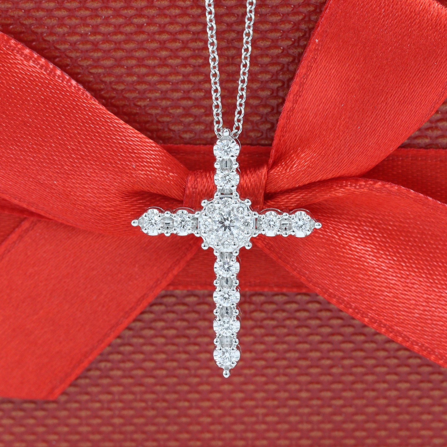 Dainty 0.5ct Natural Diamond Cross Pendant Necklace: 14K Gold Religious Jewelry - Anniversary gift