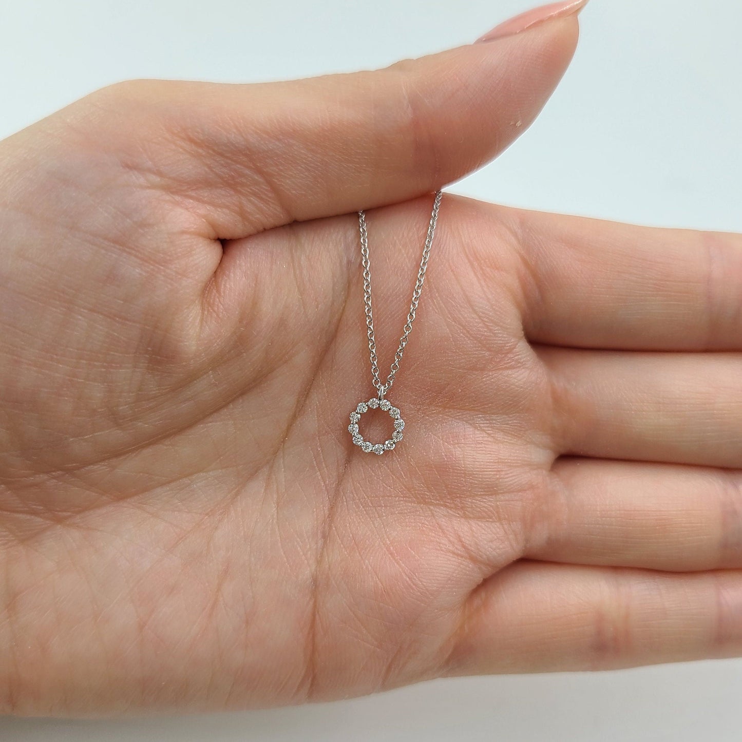 Natural Diamond Pendant / 14k Gold Diamond Necklace / Diamond Circle Necklace / Circle Diamond small Charm  / Anniversary Gift for Her