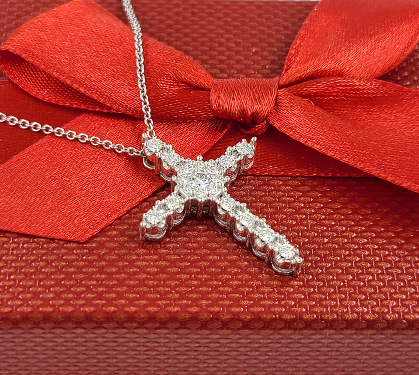 Dainty 0.5ct Natural Diamond Cross Pendant Necklace: 14K Gold Religious Jewelry - Anniversary gift