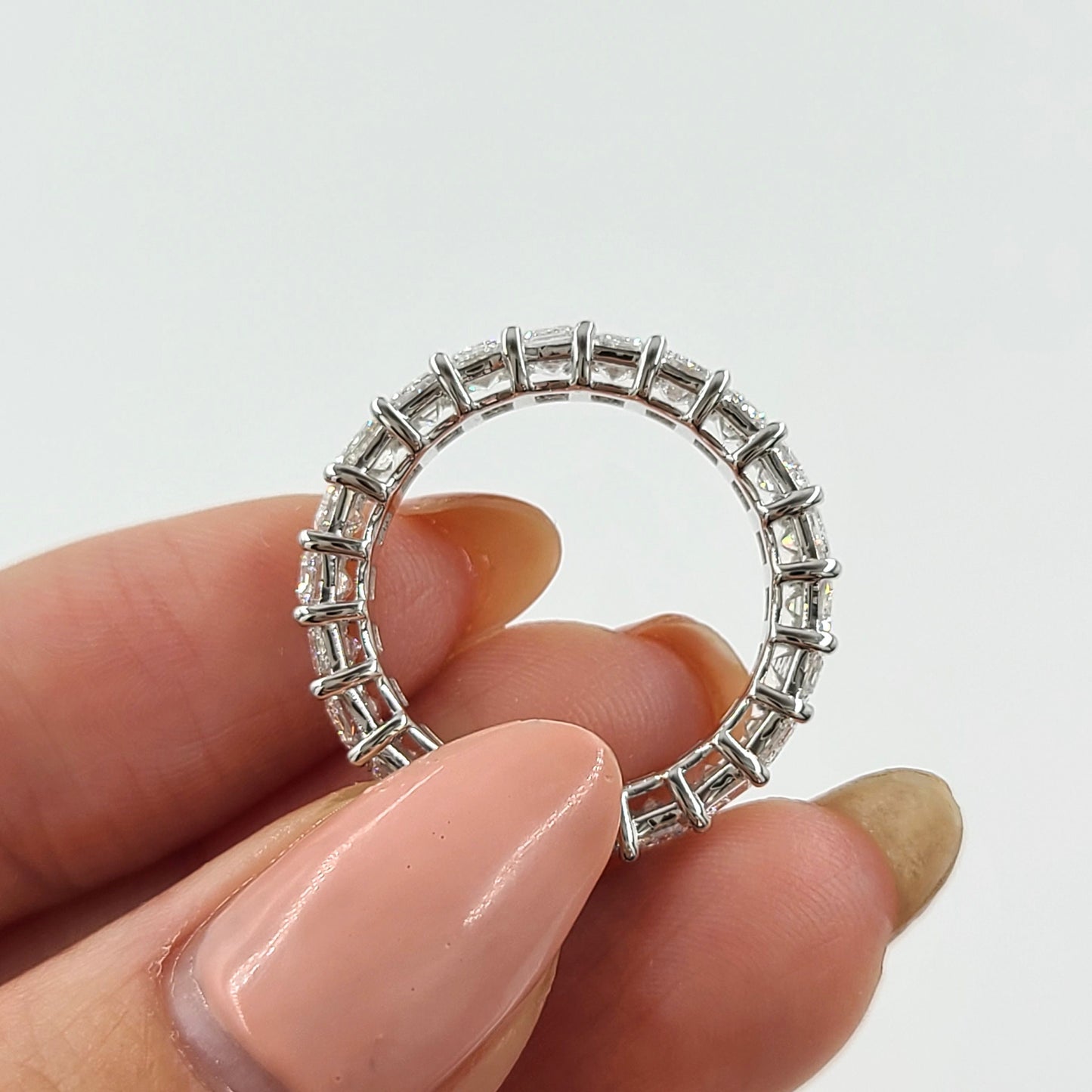 5.5ct Emerald Cut Natural Diamond Wedding Band: 14K Gold Double Wire Setting - Anniversary gift