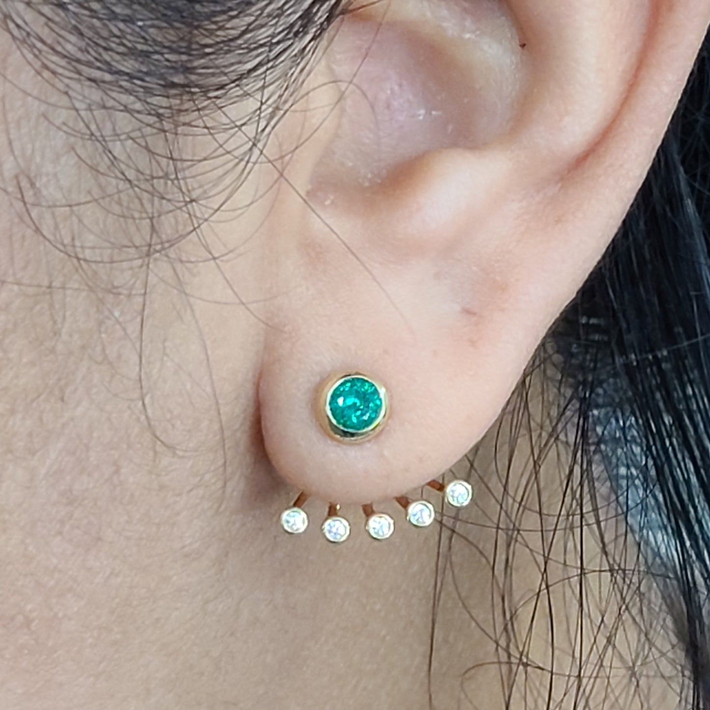 14K Gold Natural Diamond Earring Jackets: Natural White Diamond Bezel Set Jacket earring only / Anniversary gift