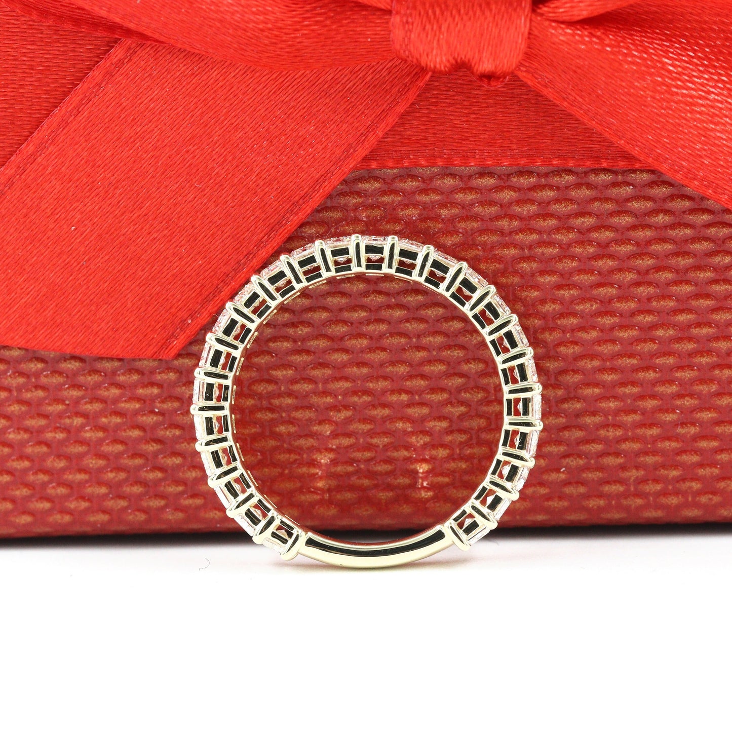 2.4ct Emerald Cut Natural Diamond Eternity Band - 14K Gold Wedding Ring - 18K Gold, Platinum Diamond Ring - Anniversary gift