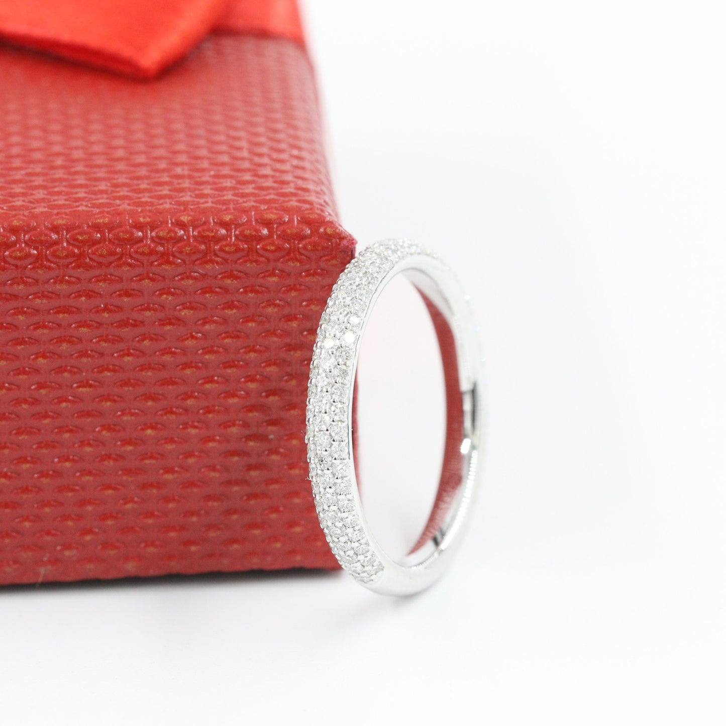 Handmade 14K Gold Natural Diamond Eternity 2.6mm Wedding Band: Triple Row Eternity Ring