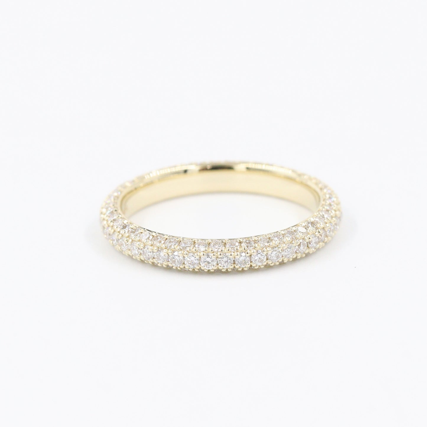 14K Gold 3 Row Natural Diamond 3.0mm Wedding Band: Full Eternity Diamond Anniversary Ring