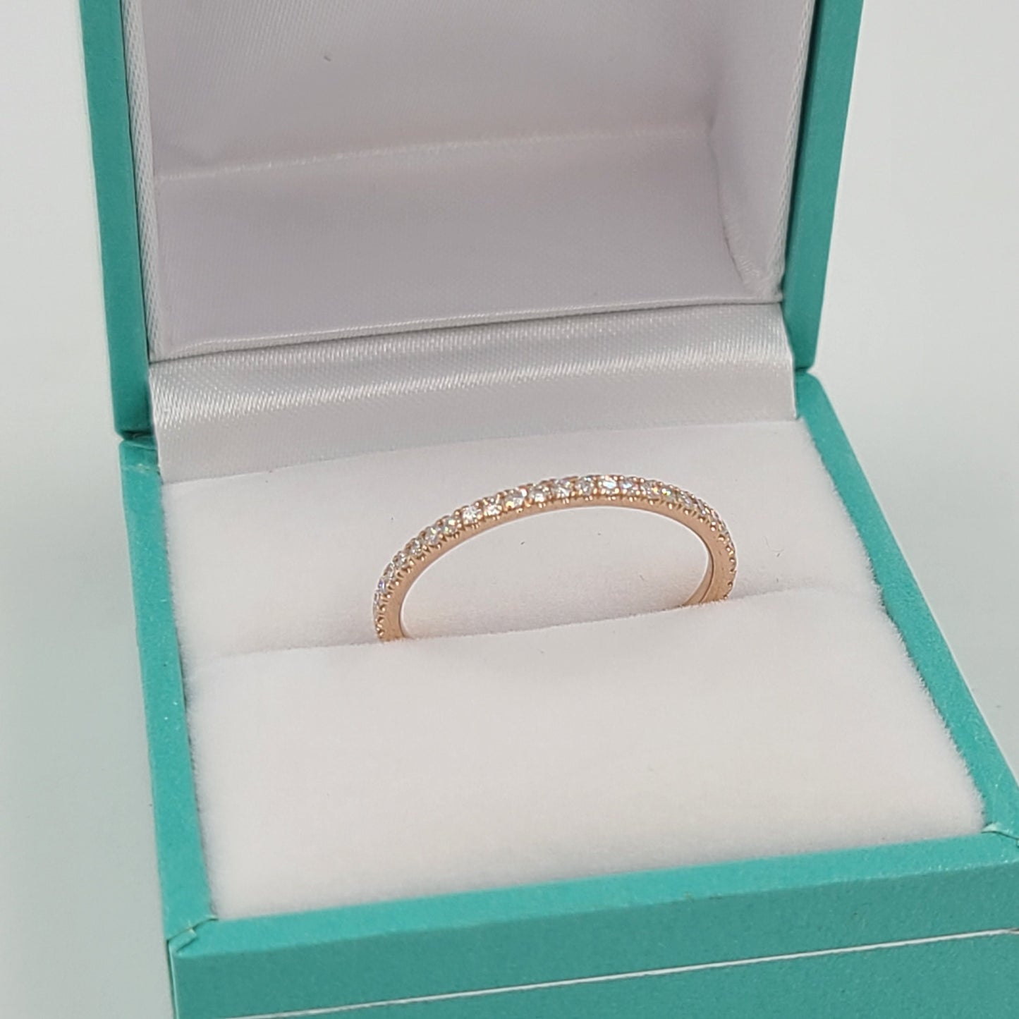 14K Gold Full Natural Diamond Eternity Band - Stackable Diamond Wedding 1.6mm Band - Anniversary gift