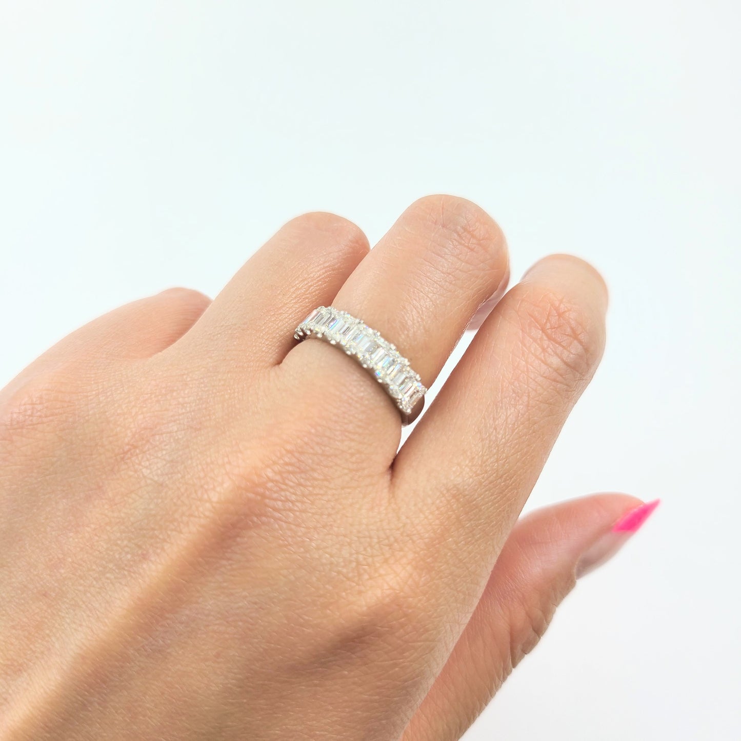 Emerald Cut Natural Diamond Wedding Band: 1.7ct 14K Gold Anniversary Ring - 18K Gold, Platinum Diamond Ring - Anniversary gift