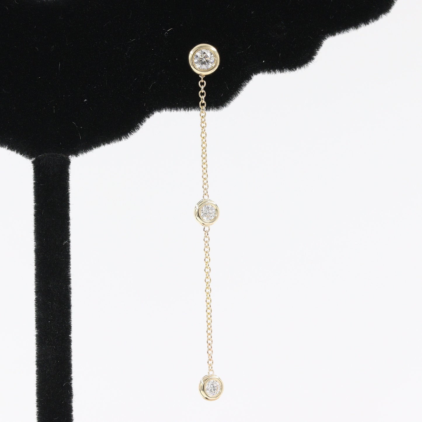 14K Gold Natural Diamond Dangle Earring Jackets: Bezel Set Chain Earrings