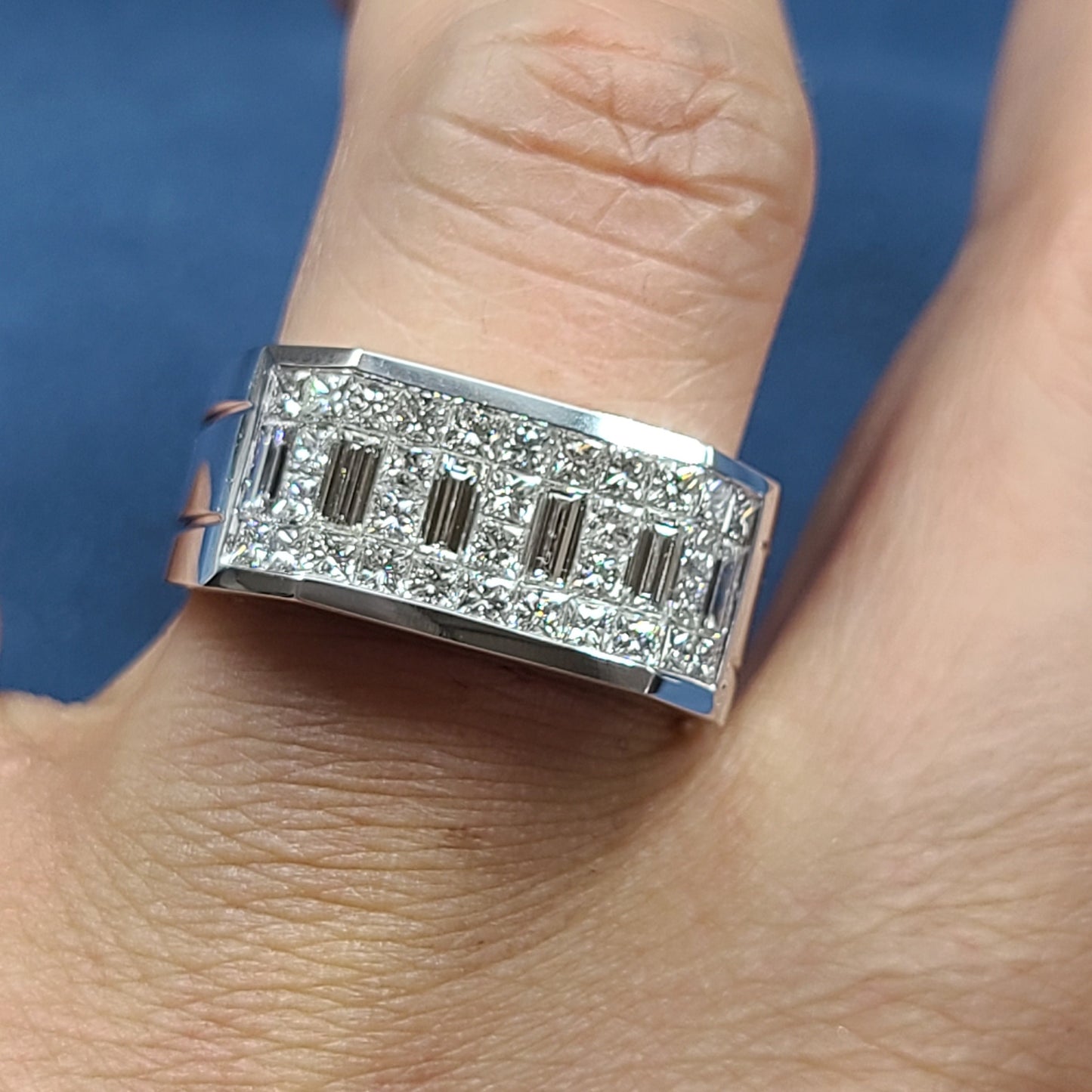Invisible Set 3ct Natural Diamond Men's Ring/Platinum,14K,18K Gold Baguette & Princess Diamond Invisible Set Wedding Ring/Anniversary gift