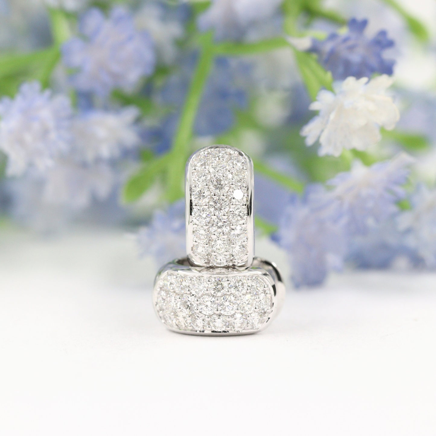 14k Gold 3 Row Natural Diamond Hoop Earrings/ Diameter 13mm Diamond Hoop Earrings / 6.2mm Width Diamond Hoop Earrings / Anniversary gift