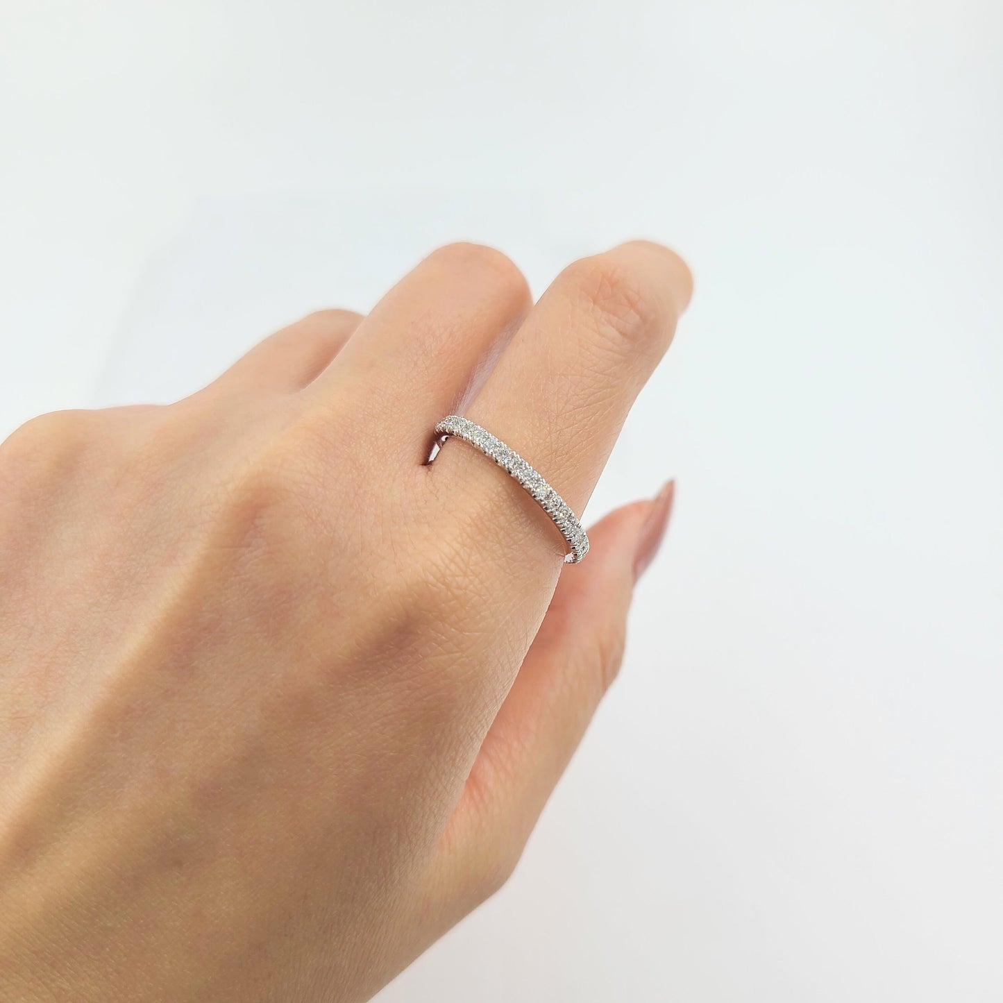 Handmade 14K Gold Full Eternity Natural Diamond Wedding Band (2.2mm)- Anniversary gift