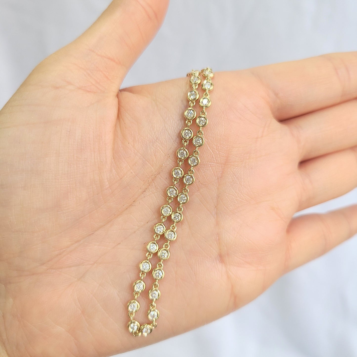 Half Way Round Diamond Bezel Tennis Necklace/14K gold Diamond Bezel setting Tennis Necklace/Natural Diamond Tennis Necklace/anniversary gift