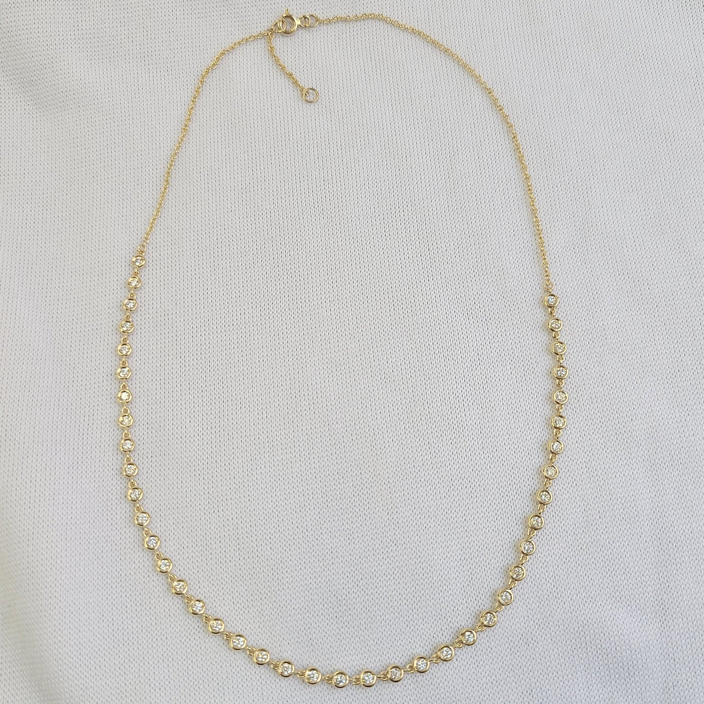 Half Way Round Diamond Bezel Tennis Necklace/14K gold Diamond Bezel setting Tennis Necklace/Natural Diamond Tennis Necklace/anniversary gift
