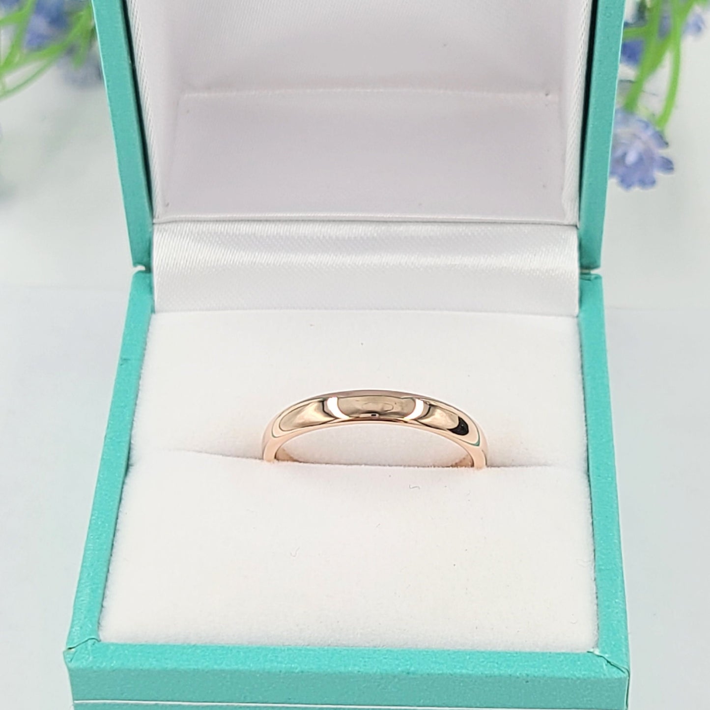 Handmade 14k Gold Wedding Band Ring - 3mm Low Oval - Anniversary Gift