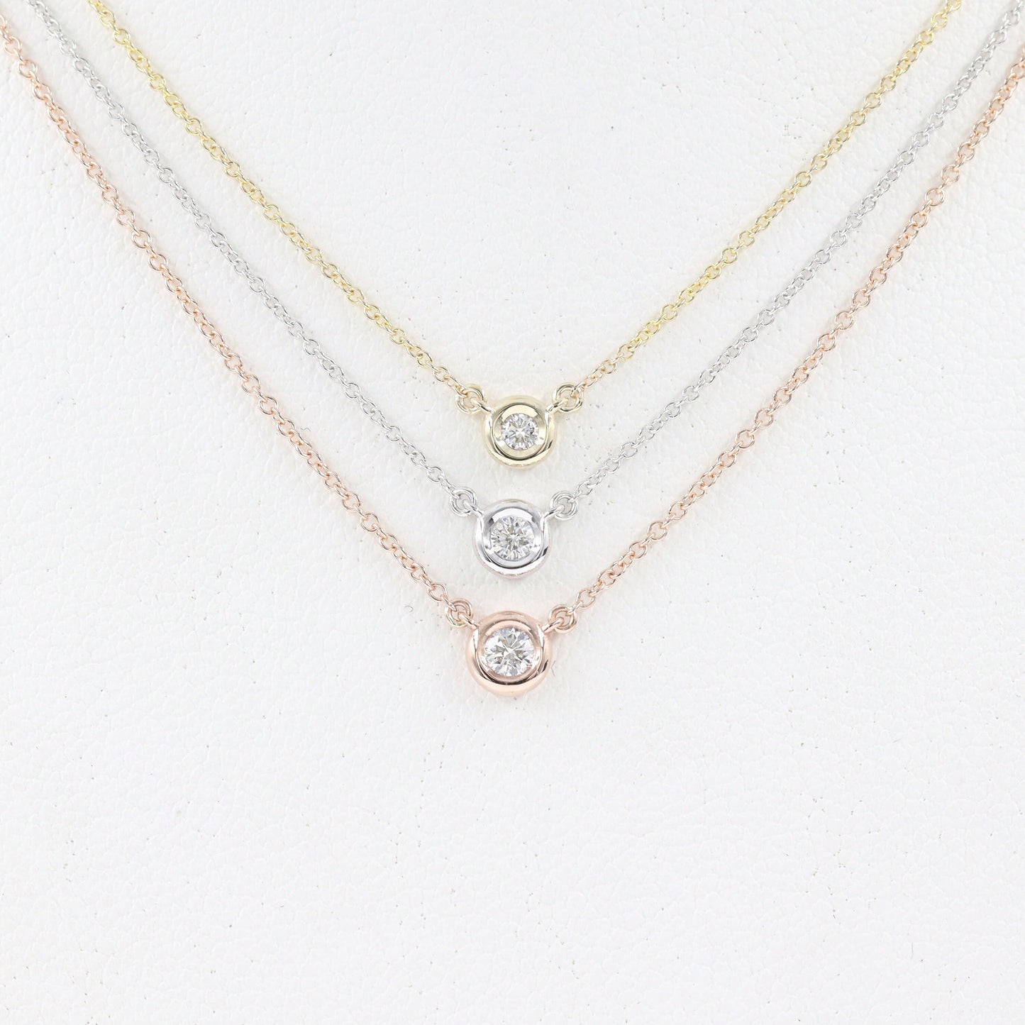 14K Gold Solitaire Diamond Necklace: Minimalist Bezel Setting
