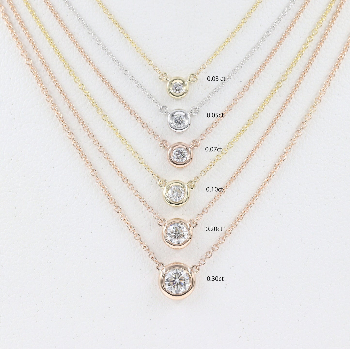 14K Gold Solitaire Diamond Necklace: Minimalist Bezel Setting