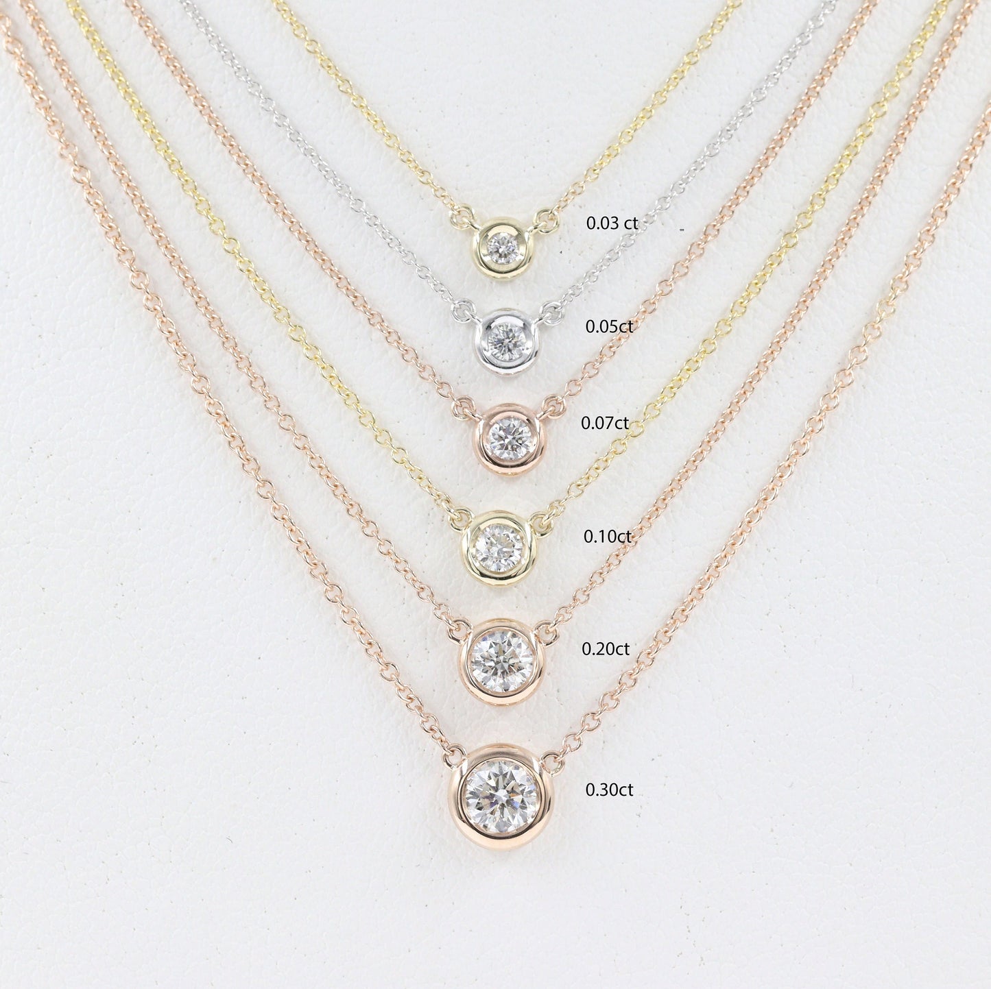 14K Gold Natural Diamond Solitaire Necklace - (0.1-0.3ct)Diamond Solitaire Pendant - Anniversary gift