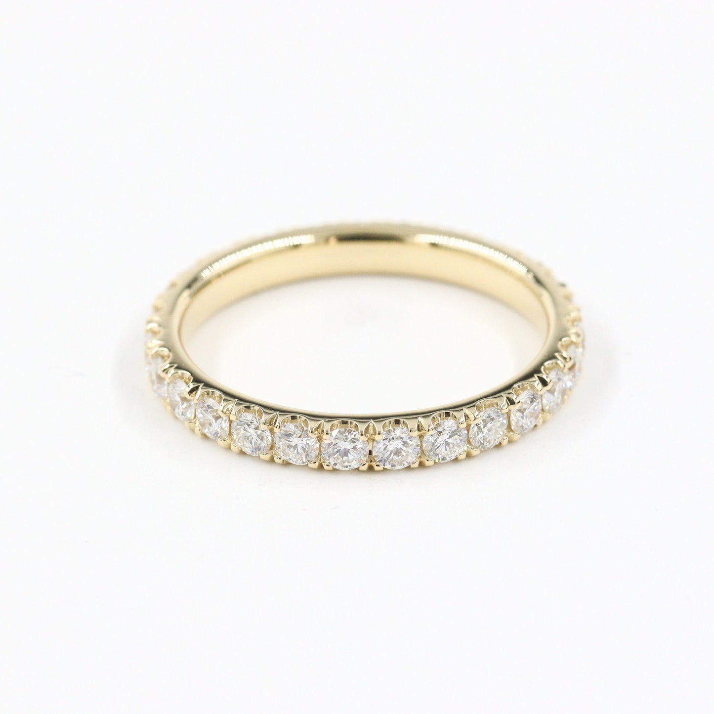 Handmade 14K Gold Full Eternity Natural Diamond Wedding Band (3.1mm)- Anniversary gift